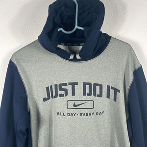 🔥NWOT - NIKE  Therma Fit Hoodie Sweatshirt Pullover Polyester Just Do It - Sz S